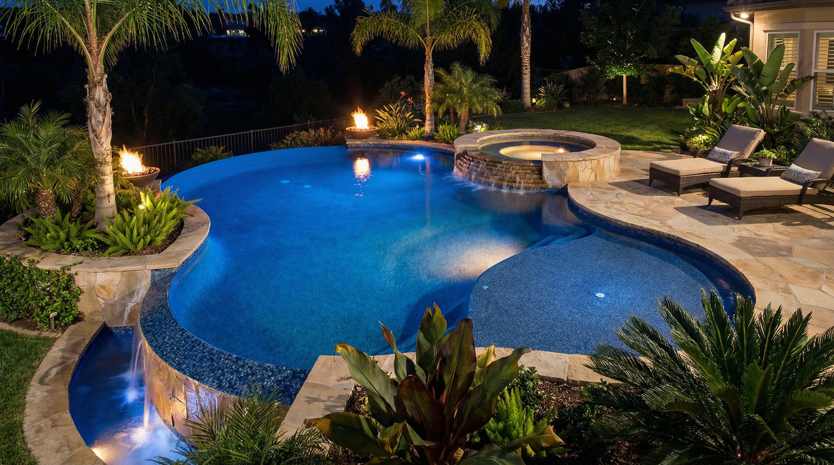 Custom gunite pool with curved design in Greater Cincinnati