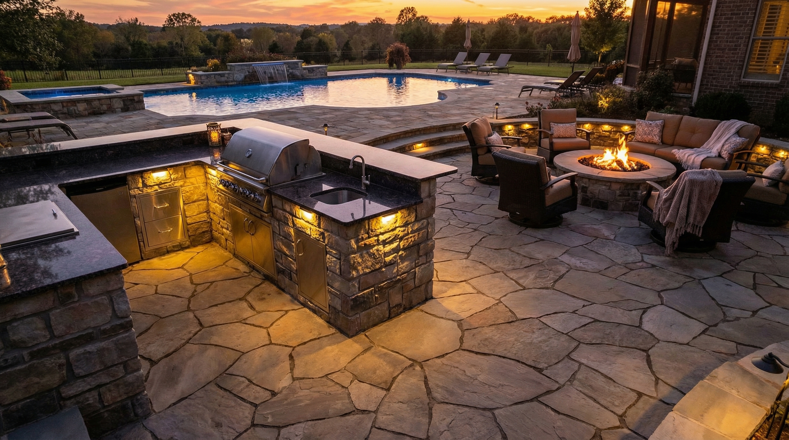 Custom hardscape patio and outdoor living area in Greater Cincinnati